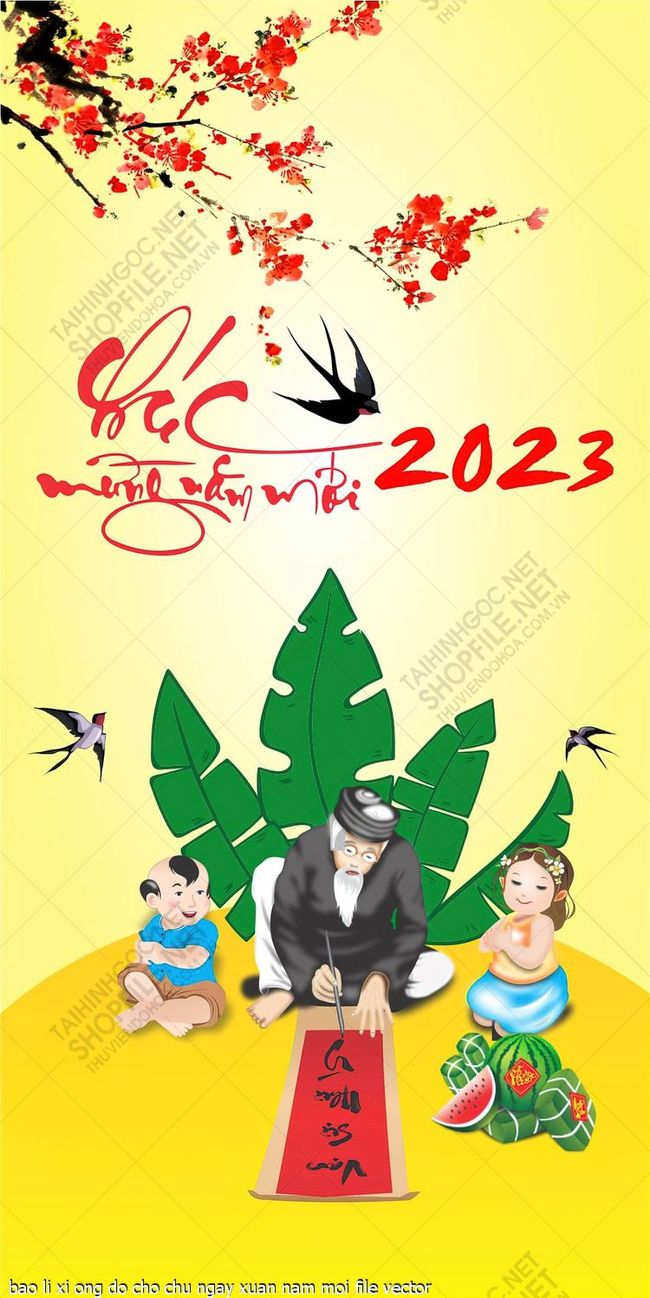 bao li xi ong do cho chu ngay xuan nam moi file vector